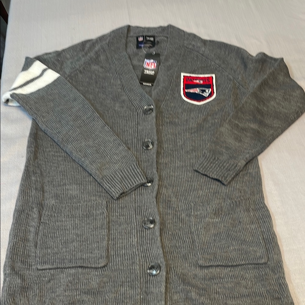 NFL Gray Cardigan Sweater Patriots JP-106
